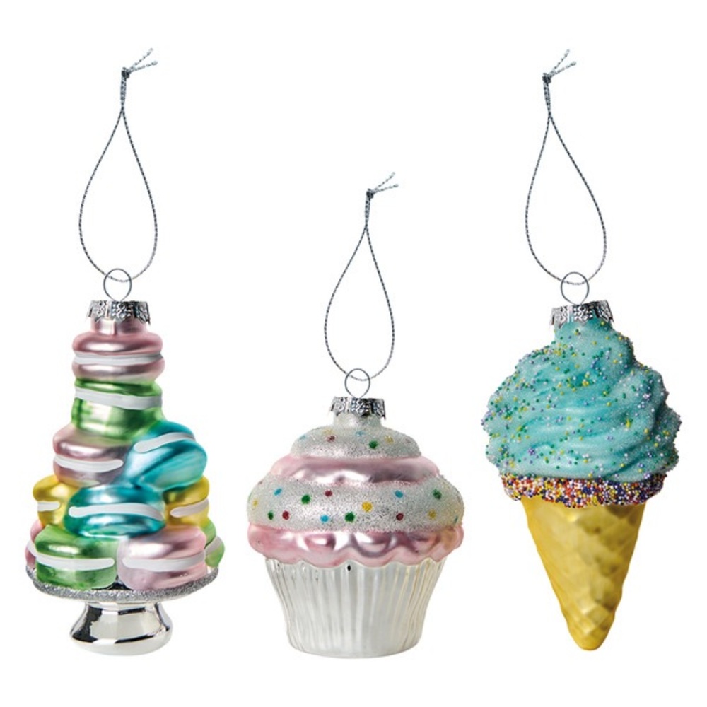Merry Moments Aldi Desserts Ice Cream Cupcake Colorful Holiday Ornament Set